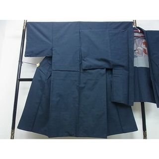 平和屋野田店■男性　紬　アンサンブル　ネイビーブルー色　逸品　DAAA9292ox(着物)