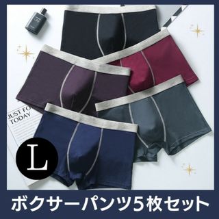 シンプル 5色 ボクサーパンツ 5枚セット メンズ Lサイズ トランクス 下着(ボクサーパンツ)