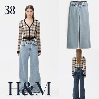 エイチアンドエム(H&M)のrokh H&M　ツートーンバギーデニム　38(デニム/ジーンズ)