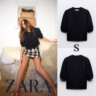 ザラ(ZARA)のZARA　ザラ　ケーブルニット カーディガン　S(カーディガン)