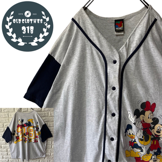 ディズニー(Disney)の【DISNEY】90s ディズニー ベースボールシャツ 両面プリント 2XL!(シャツ)