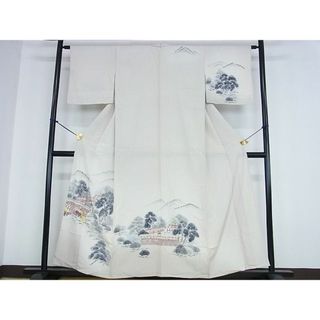 平和屋2■訪問着　単衣　風景花文　手描き　逸品　DAAB2370az(着物)