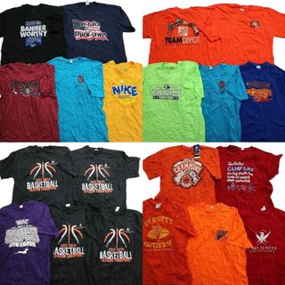 古着卸 まとめ売り カラーmix プリント 半袖Tシャツ 20枚セット (メンズ L /XL ) NIKE 暖色系 英字プリント MS5320(その他)