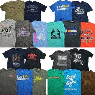 古着卸 まとめ売り カラーmix プリント 半袖Tシャツ 20枚セット (メンズ S /M ) 英字プリント ワンポイントロゴ 丸首 MS5310(その他)