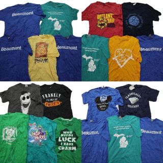 古着卸 まとめ売り カラーmix プリント 半袖Tシャツ 20枚セット (メンズ M ) イラスト 英字プリント ブルー系 MS5336(その他)