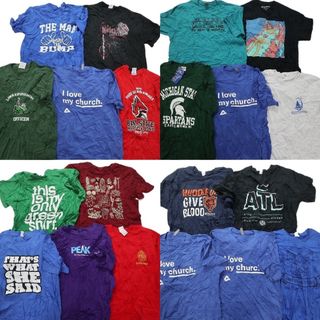 古着卸 まとめ売り カラーmix プリント 半袖Tシャツ 20枚セット (メンズ L ) ブルー系 イラスト ワンポイントロゴ MS5332(その他)