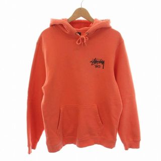 ステューシー(STUSSY)のSTUSSY パーカー スウェット 裏起毛 プルオーバー 長袖 M オレンジ(パーカー)