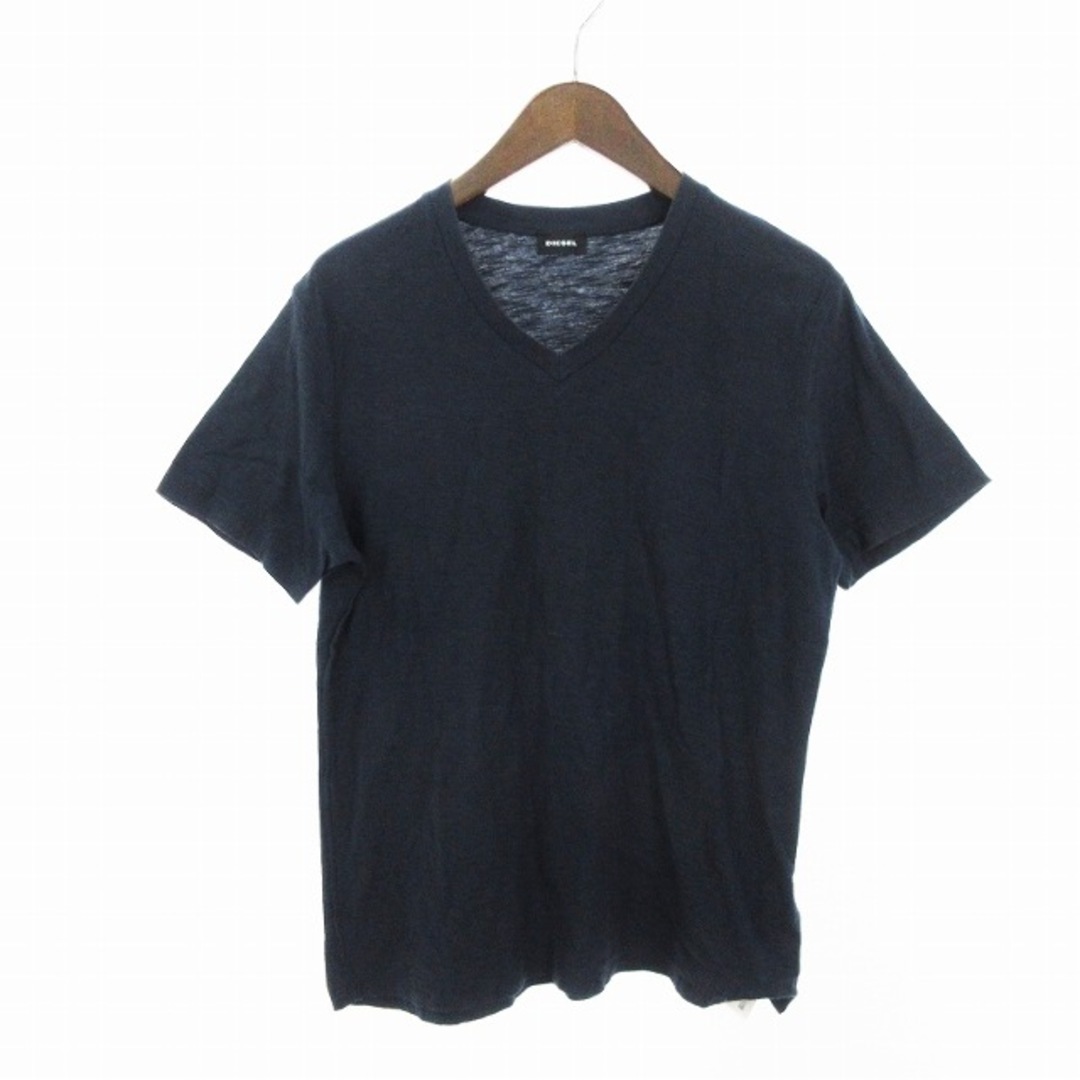 DIESEL(ディーゼル)のディーゼル Vネックカットソー Tシャツ 半袖 無地 ネイビー XS ■002 メンズのトップス(Tシャツ/カットソー(半袖/袖なし))の商品写真