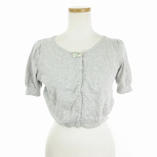 フランシュリッペ(franche lippee)のフランシュリッペ 美品 半袖カーディガン ショート丈 猫 グレー M ■002(カーディガン)