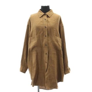 ミューニック wool linen big shirt ウールシャツ F 茶(シャツ/ブラウス(長袖/七分))