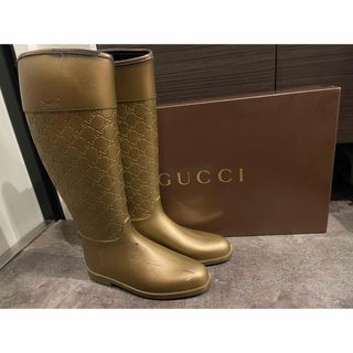 グッチ(Gucci)のGUCCI★グッチ・レインブーツ(ゴールド)、長靴(レインブーツ/長靴)