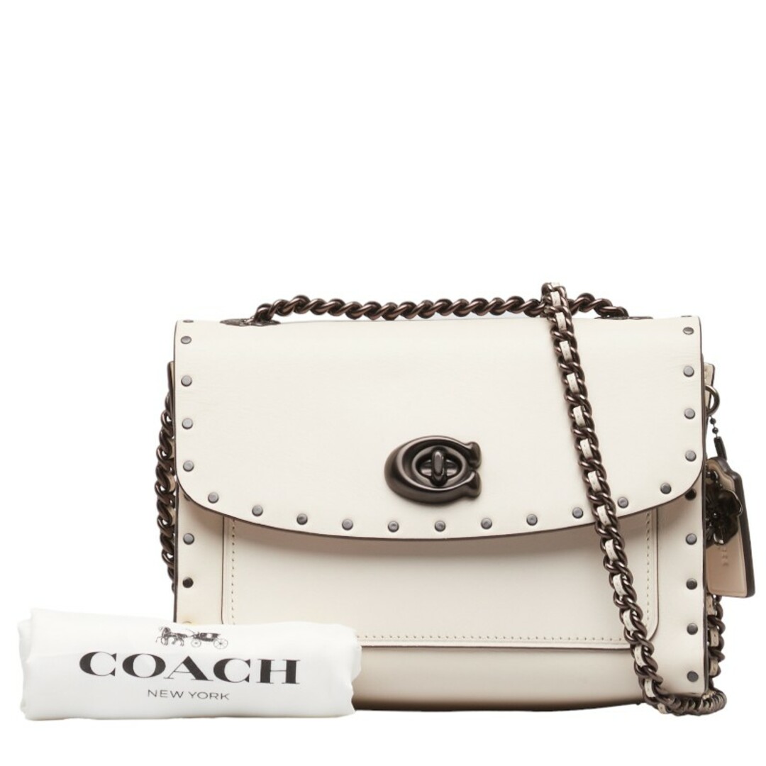 COACH(コーチ)の美品 コーチ パーカー 18 ウィズ ボーダー リベット チョーク チェーン ショルダーバッグ 29389 レザー レディース COACH 【1-0147439】 レディースのバッグ(ショルダーバッグ)の商品写真