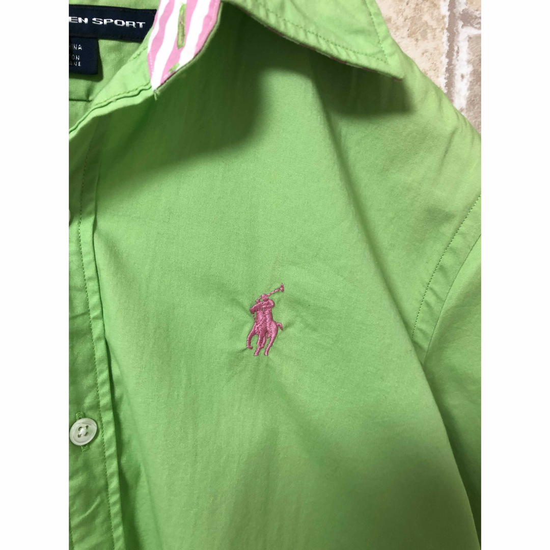 POLO RALPH LAUREN(ポロラルフローレン)のゆっと様　　ポロラルフローレンスポーツ　デザインシャツ　襟袖ストライプ レディースのトップス(シャツ/ブラウス(長袖/七分))の商品写真
