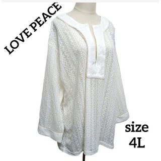 新品タグ付き LOVE PEACE ゆるふわ4L 総レース チュニック トップス(チュニック)