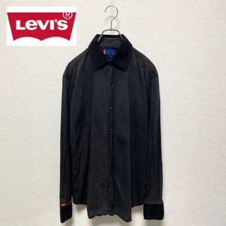 激安　Levis　リーバイス　シャツ　長袖　襟袖コーデュロイ　黒　古着　L(シャツ)