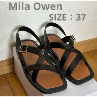 Mila Owen - Mila Owen ミラオーウェン フラットサンダル　23.5cm 黒　ブラック