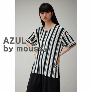 AZUL by moussy - AZUL by moussy アズール　マウジー カットソー　ストライプ　半袖