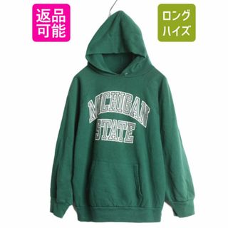 Champion - 80s USA製 チャンピオン カレッジ プリント スウェット パーカー メンズ L 小さめ S 程/ 80年代 ヴィンテージ Champion 裏起毛 薄手 フード