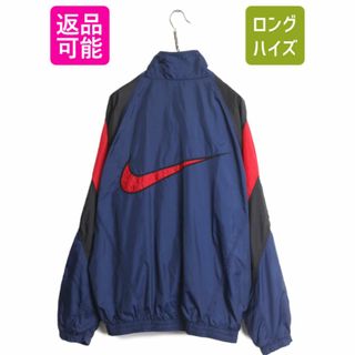 ナイキ(NIKE)の90s ナイキ ナイロン ジャケット メンズ XL / 90年代 オールド NIKE フルジップ ウインドブレーカー ハイネック スウォッシュ 大きいサイズ(ナイロンジャケット)