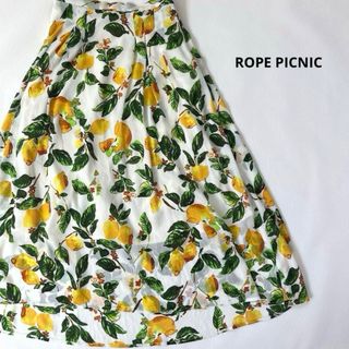 Rope' Picnic - 【ロペピクニック】レモン柄 総柄 ロングスカート フレア 40 L