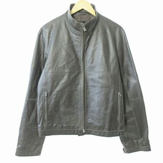 ヒューゴボス(HUGO BOSS)のヒューゴボス レザージャケット ライダース ブルゾン 牛革 ブラウン 茶色 50(ライダースジャケット)