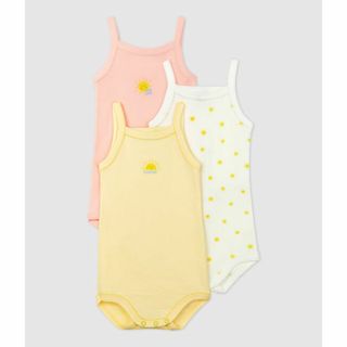 プチバトー(PETIT BATEAU)のcham様専用プチバトー  18m キャミボディ  3枚組 　太陽 (ロンパース)