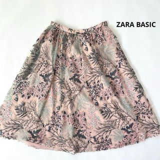 ZARA - 【ザラベーシック】ひざ丈 チュール フレア 刺繍 スカート S