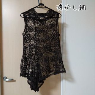 透かし網レース　トップス　重ね着(シャツ/ブラウス(半袖/袖なし))