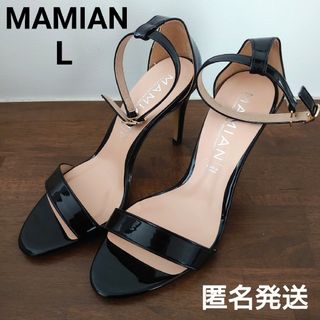 MAMIAN - MAMIAN ストラップサンダル Lサイズ ブラック エナメル