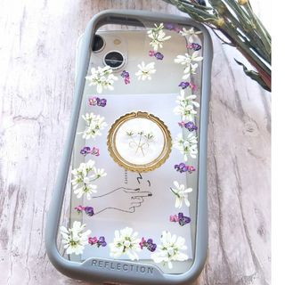 iPhoneケース　スマホケース　ハンドメイド　リング付き　お花のスマホカバー(iPhoneケース)