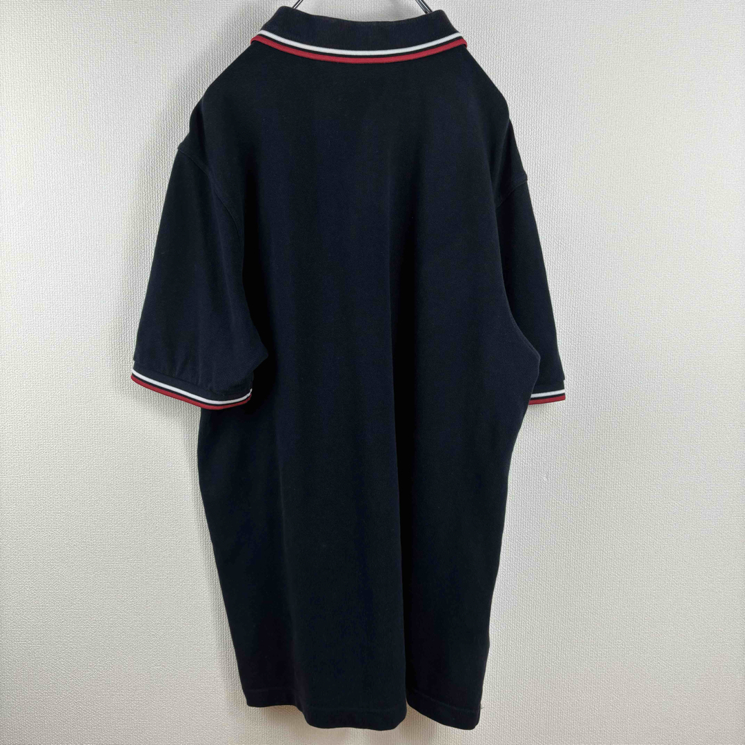 FRED PERRY(フレッドペリー)の人気　フレッドペリー　ポロシャツ　半袖　M12 L ネイビー　赤白　古着 メンズのトップス(ポロシャツ)の商品写真