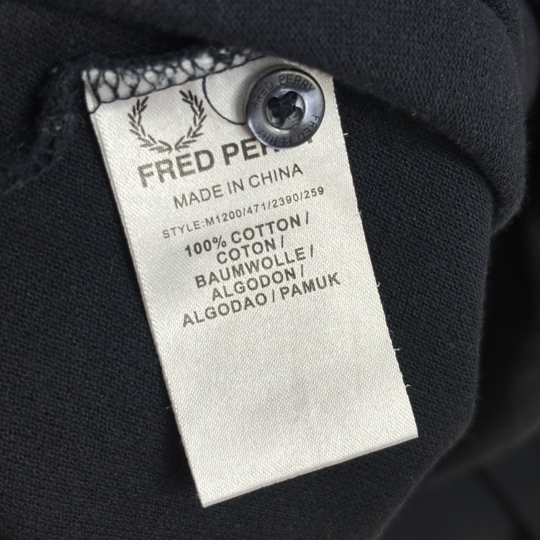 FRED PERRY(フレッドペリー)の人気　フレッドペリー　ポロシャツ　半袖　M12 L ネイビー　赤白　古着 メンズのトップス(ポロシャツ)の商品写真