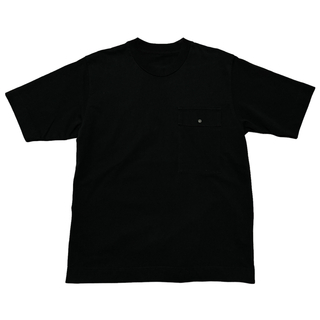 エストネーション(ESTNATION)のESTNATION ポケット付き サイドジップクルーネックTシャツ ブラック M(Tシャツ/カットソー(半袖/袖なし))