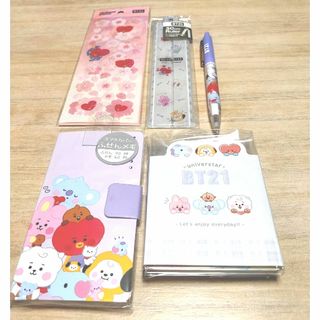 ビーティーイシビル(BT21)のBT21　ふせん2こ　シール　定規　シャーペン(ノート/メモ帳/ふせん)