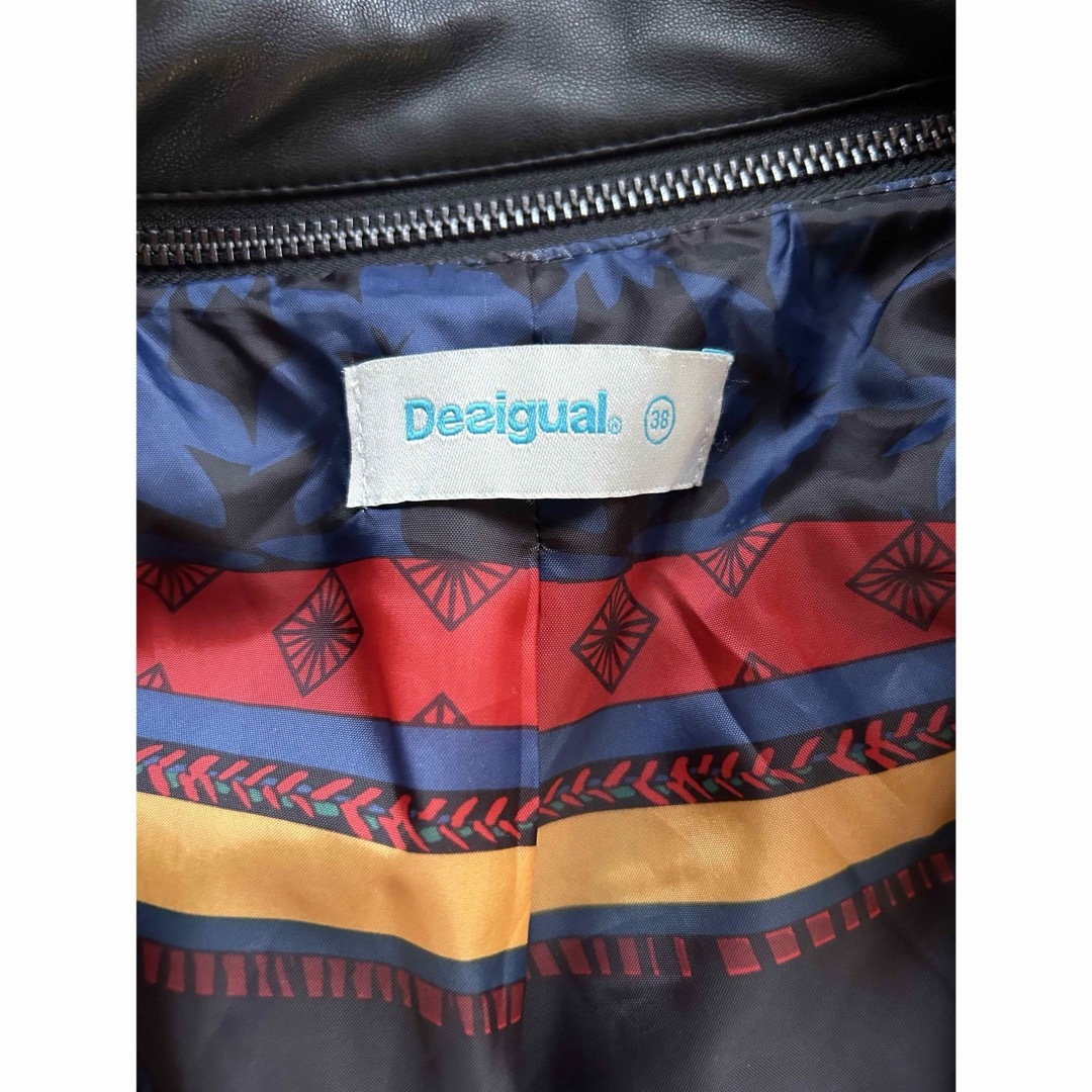 DESIGUAL(デシグアル)のdesigual☆フェイクレザー×袖内側ニットライダース レディースのジャケット/アウター(ライダースジャケット)の商品写真
