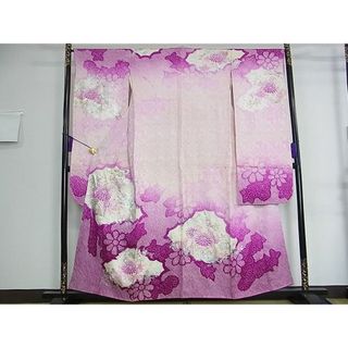 平和屋野田店■豪華振袖　駒刺繍　絞り　御所車花文　銀彩　逸品　DAAB0325ud(振袖)