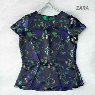 ザラ(ZARA)の【ZARA】ザラ 光沢ブラウストップス ペプラム デザイン 個性派(シャツ/ブラウス(半袖/袖なし))