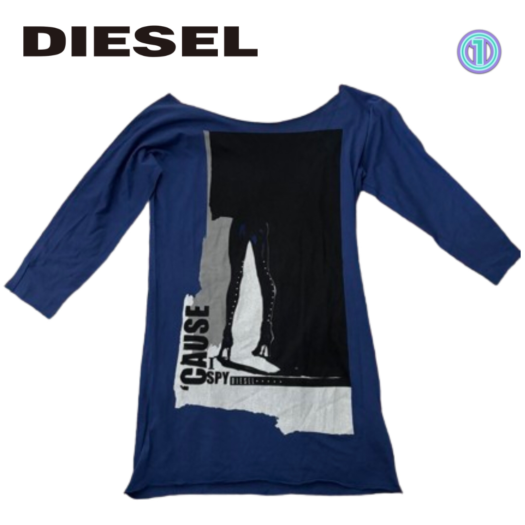 DIESEL(ディーゼル)の最終値下げ　レディース　Tシャツ　七分袖　青 ディーゼル レディースのトップス(Tシャツ(長袖/七分))の商品写真