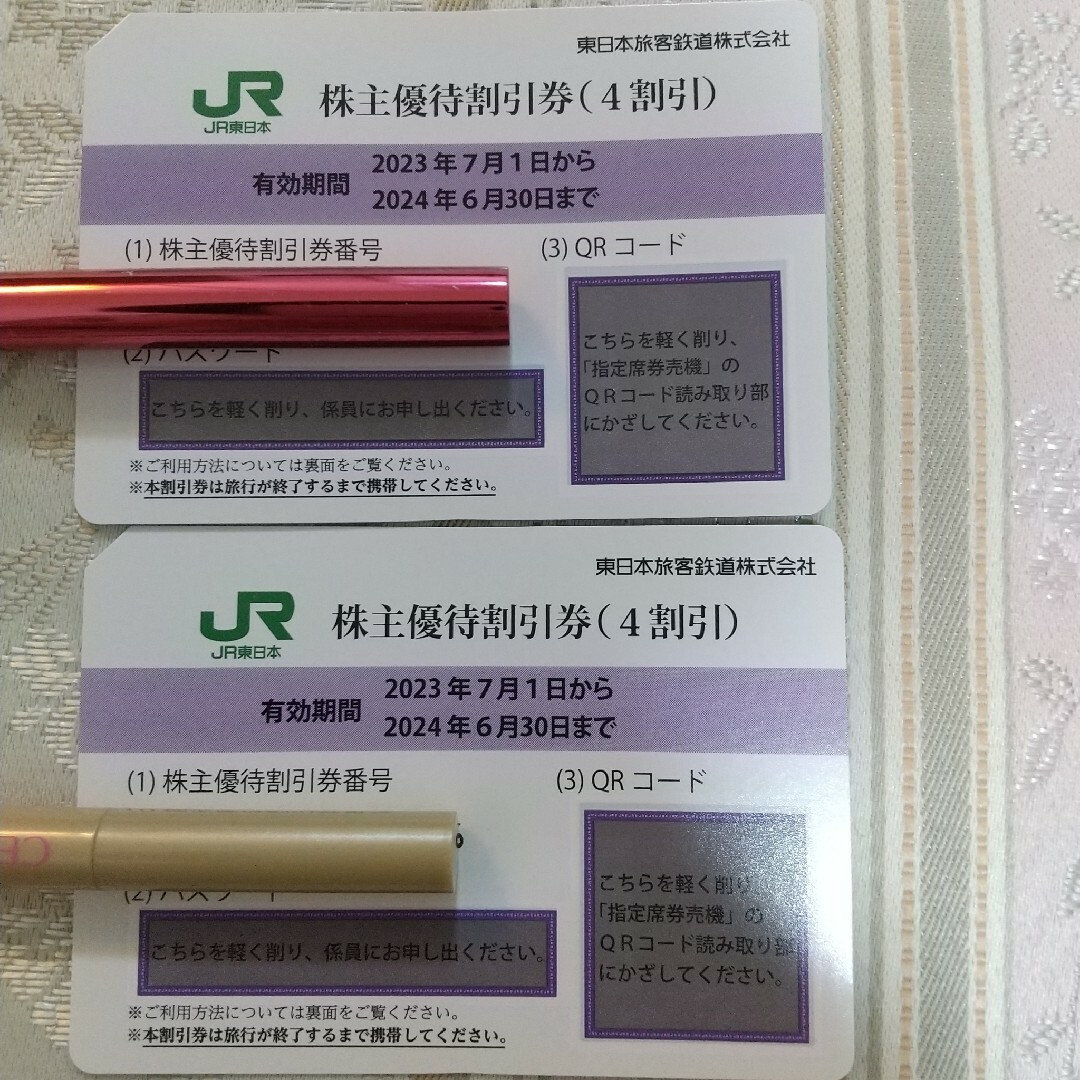 株主優待割引券 JR東日本 2枚 チケットの乗車券/交通券(鉄道乗車券)の商品写真