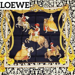 ★LOEWE★ スカーフ 大判 馬 貴族 アラベスク ブラック