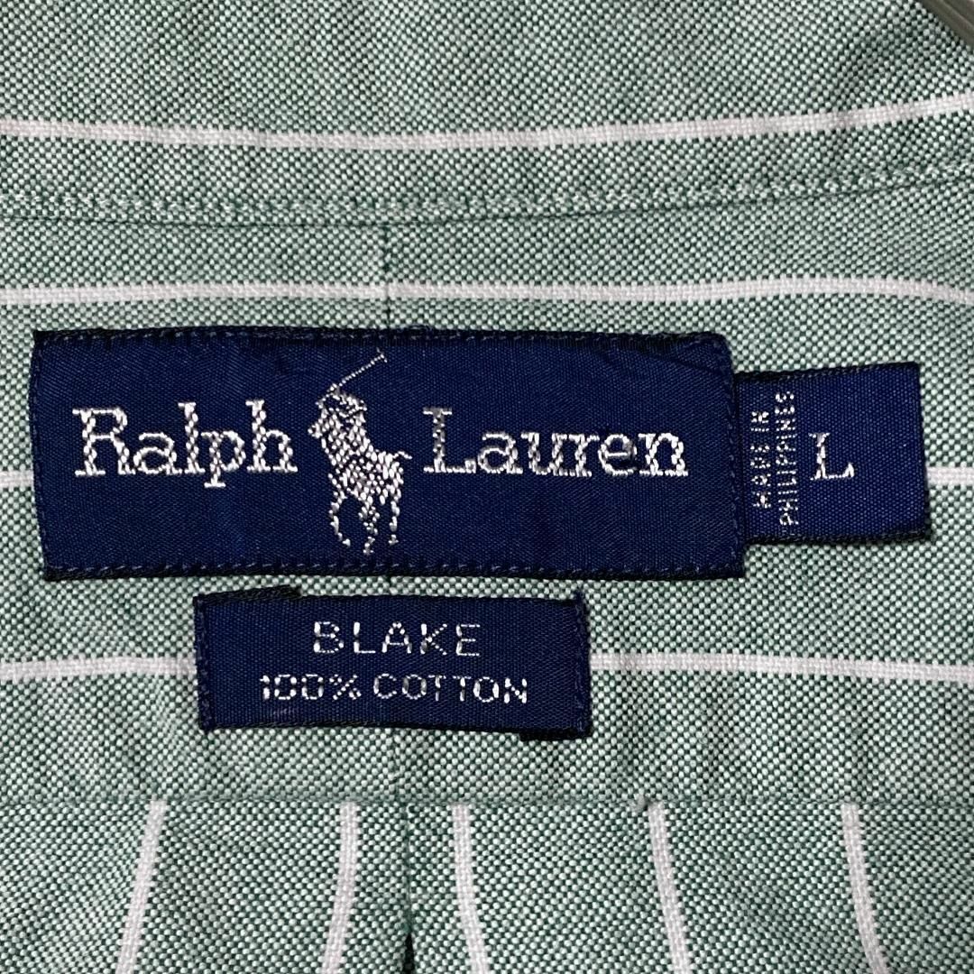 Ralph Lauren(ラルフローレン)のラルフローレン BD長袖シャツ 緑白ストライプ ポニー刺繍 b14① メンズのトップス(シャツ)の商品写真