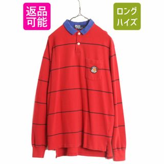 ラルフローレン(Ralph Lauren)のクッキー パッチ 90s USA製 ポロ ラルフローレン ボーダー 鹿の子 長袖 ポロシャツ メンズ L オールド 長袖シャツ ポケット付き ワッペン (ポロシャツ)