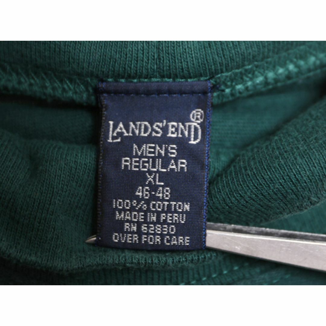 90s ランズエンド ストライプ 長袖 Tシャツ メンズ XL / 古着 オールド ロンT LANDS END ハイネック ヘビーウェイト コットン 大きいサイズ メンズのトップス(Tシャツ/カットソー(七分/長袖))の商品写真