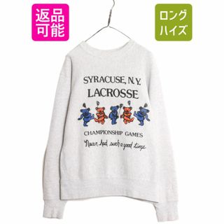 90s USA製 カレッジ 両面 プリント スウェット メンズ L / 90年代 オールド ヘビーウェイト リバース タイプ ベア キャラクター トレーナー(スウェット)