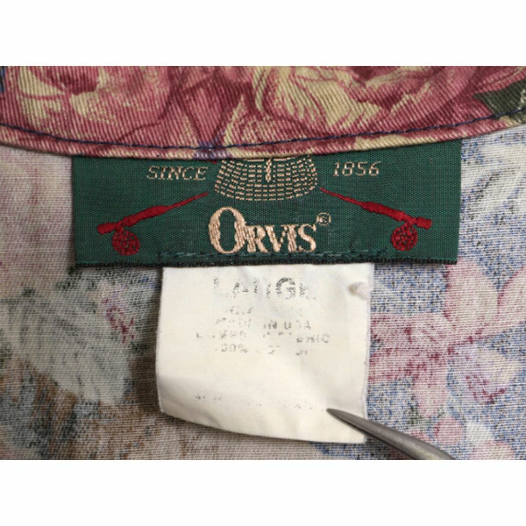 90s USA製 オービス 総柄 長袖 シャツ レディース L 古着 オールド ORVIS コットン 総柄シャツ ボタニカル 花柄 マルチカラー ポケット付き レディースのトップス(シャツ/ブラウス(長袖/七分))の商品写真