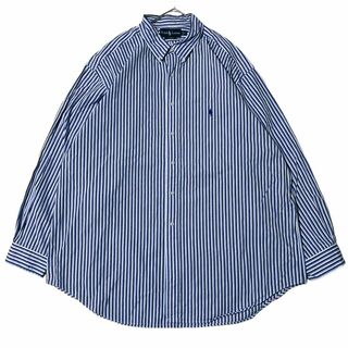ラルフローレン(Ralph Lauren)の春秋 ラルフローレン BD長袖シャツ 青白ストライプ ポニー刺繍 b22(シャツ)