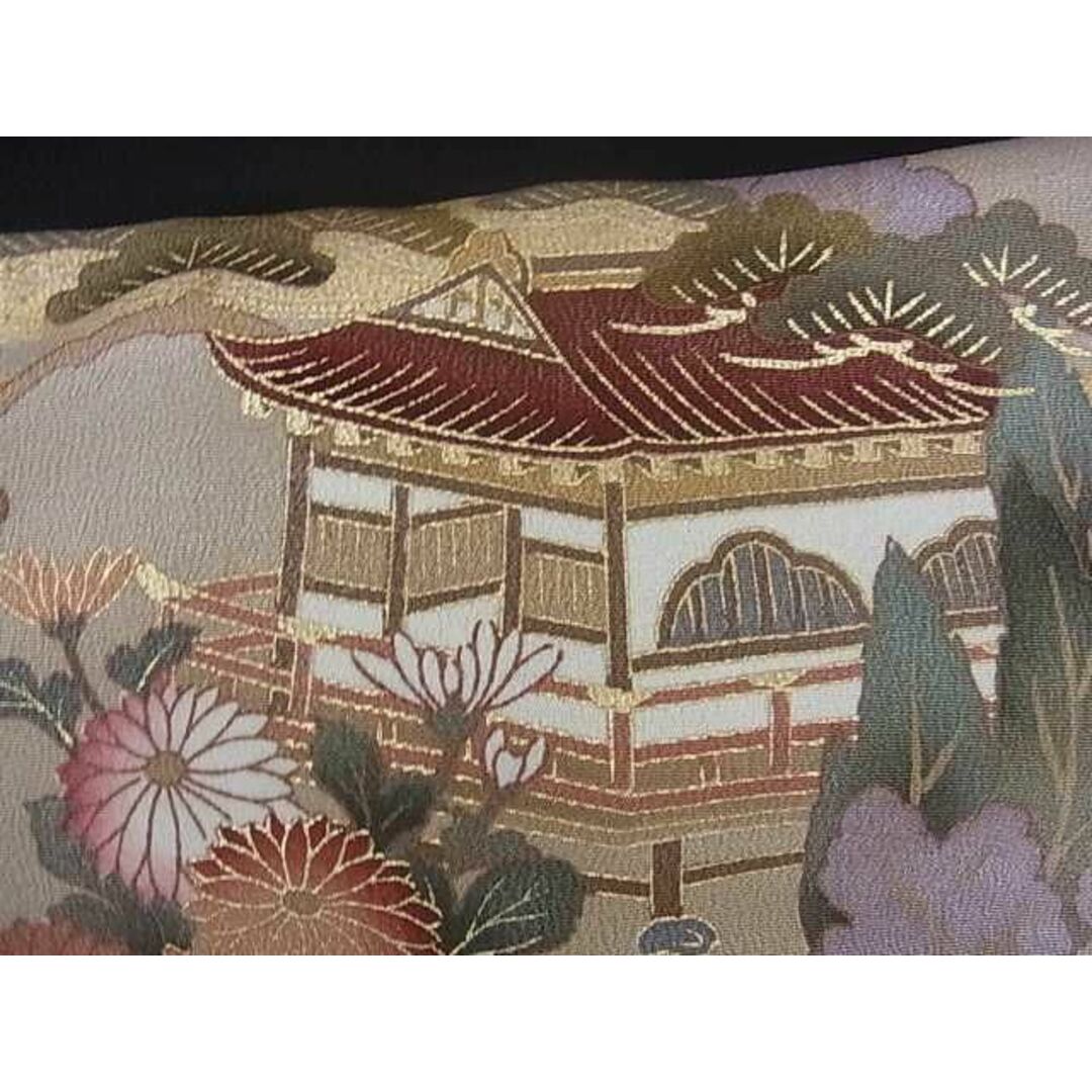 平和屋2■豪華黒留袖　風景草花文　金彩　逸品　DAAA4391ar レディースの水着/浴衣(着物)の商品写真