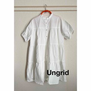 Ungrid - 【美品】Ungrid パフスリーブ ティアード ミニワンピース 白