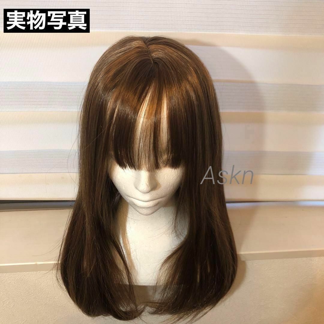 ウィッグフルウィッグストレートレイヤーカット茶色コスプレ人気女装かつら医療用W レディースのウィッグ/エクステ(ロングストレート)の商品写真