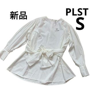 プラステ(PLST)のプラステ　ブラウス　シャツ　白　リボン　新品(シャツ/ブラウス(長袖/七分))